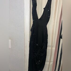 Windsor Black Sequin Backless Dress